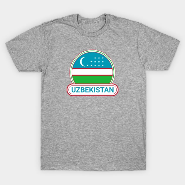 Uzbekistan Country Badge - Uzbekistan Flag T-Shirt by Yesteeyear